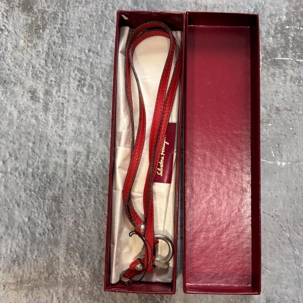 Vintage Salvatore Ferragamo Red Leather Neck Strap